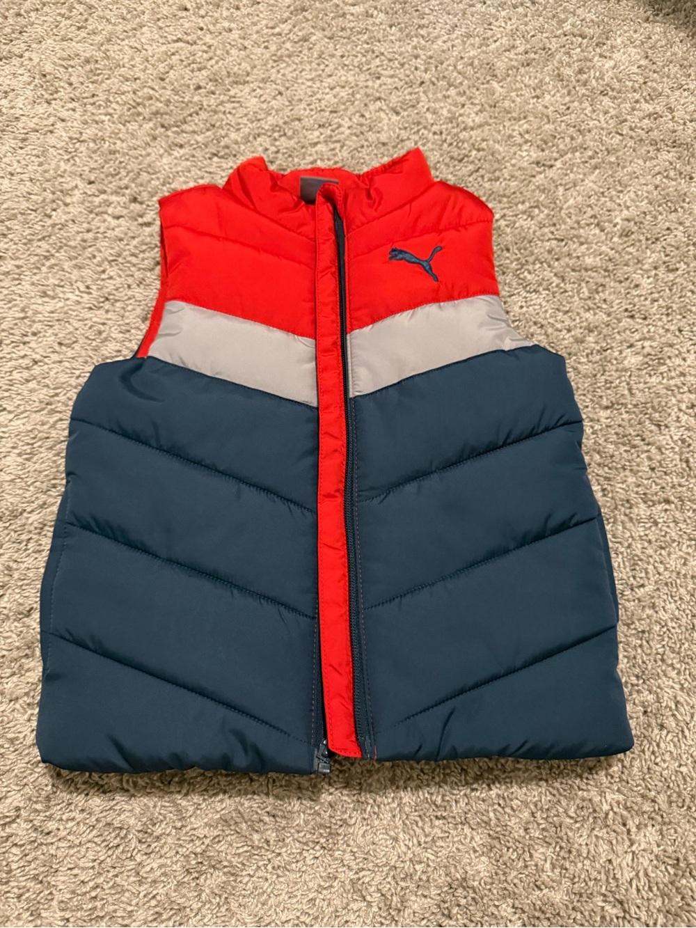 Puma Red Navy Gray Puffer Vest for Kids